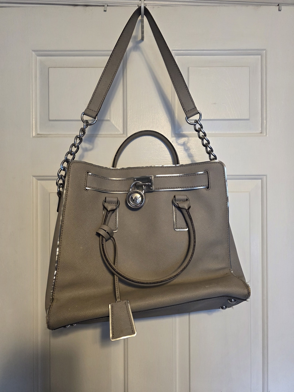 Michael Kors Structured Tote Handbag with Chain Strap